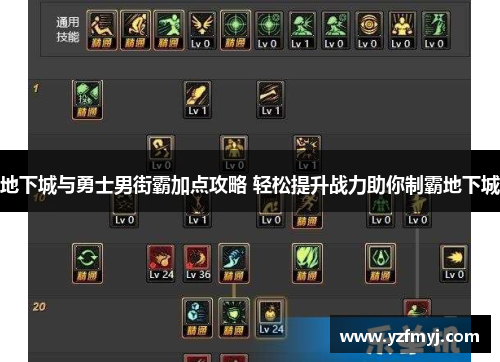 地下城与勇士男街霸加点攻略 轻松提升战力助你制霸地下城